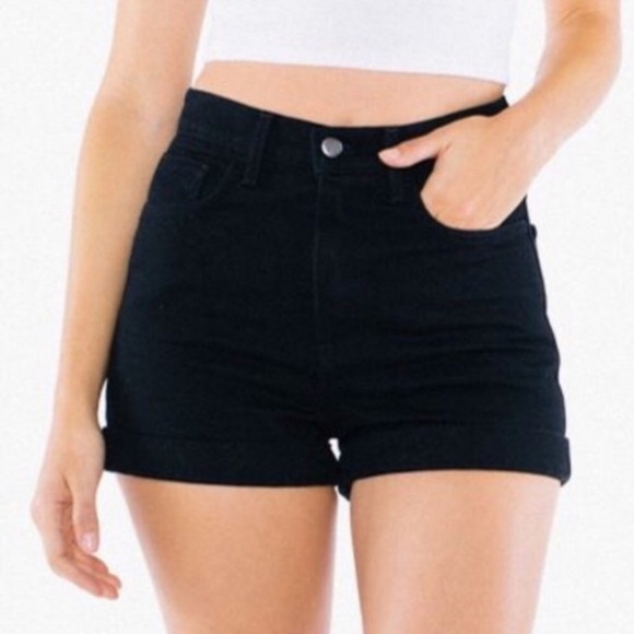 American Apparel Pants - American Apparel The High Waisted Cuff Short Black 27